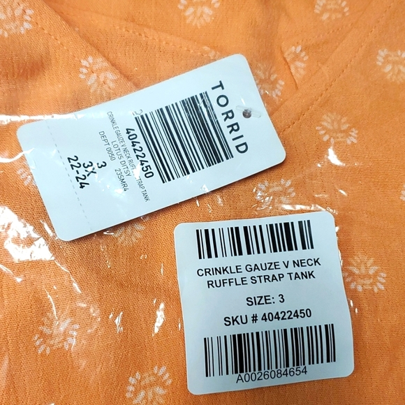 ❤️NWT VINTAGE TORRID FLORAL WASHABLE CRINKLE GAUZE CAMI - PEACH TANK - PLUS SIZE - Picture 4 of 15